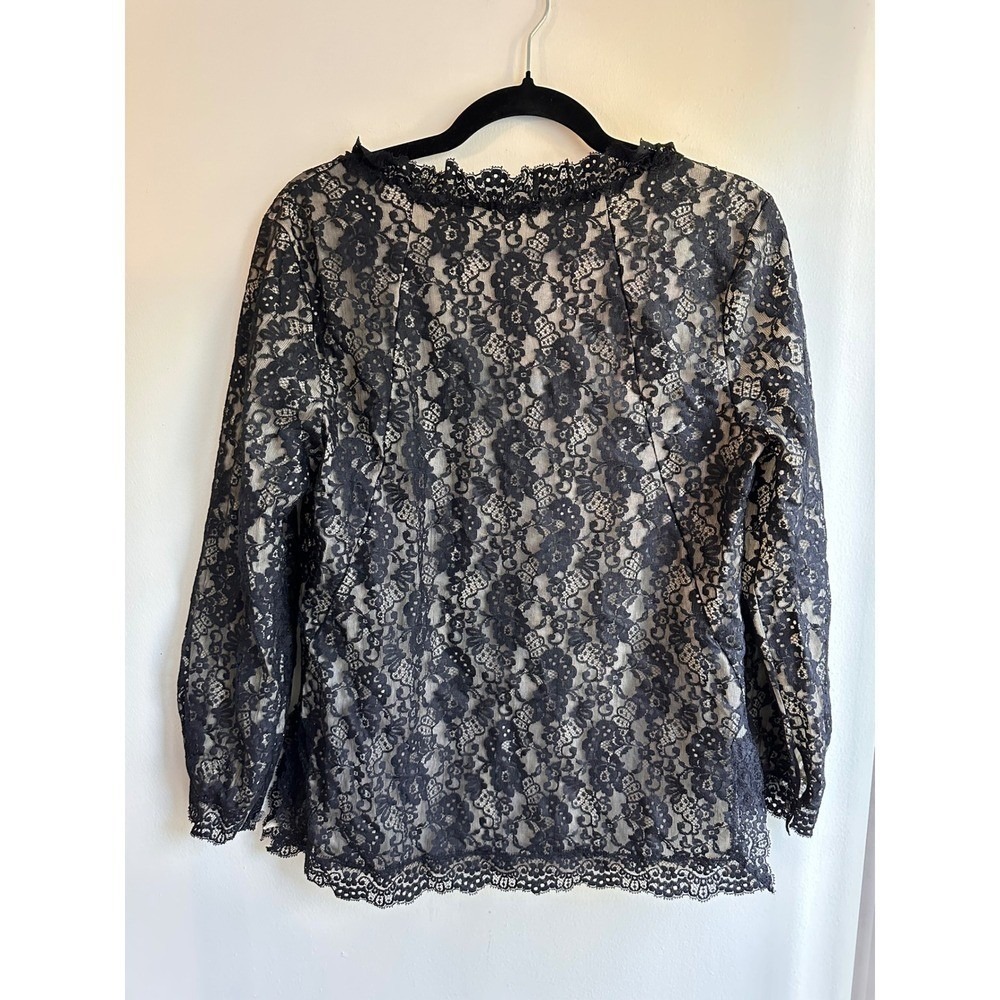 Vintage Vanity Fair Black Lace Sheer Button Front Blouse - Picture 5 of 5